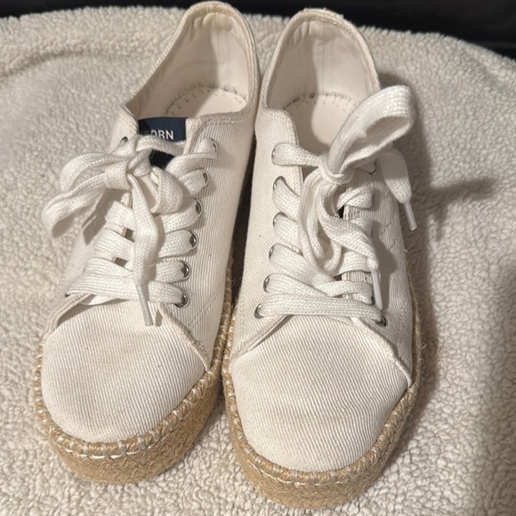 Tretorn White and Tan Espadrille Sneakers with Platform Sole - Picture 8 of 8